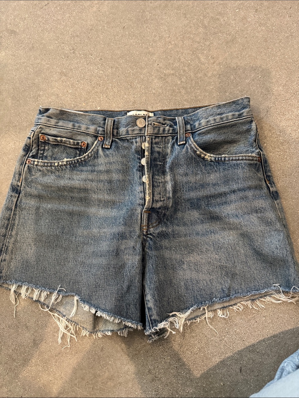 Agolde Distressed Button-Fly Denim Shorts - Blue